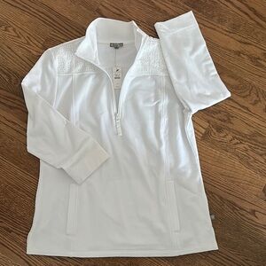 Talbots White Quarter-Zip Sweatshirt